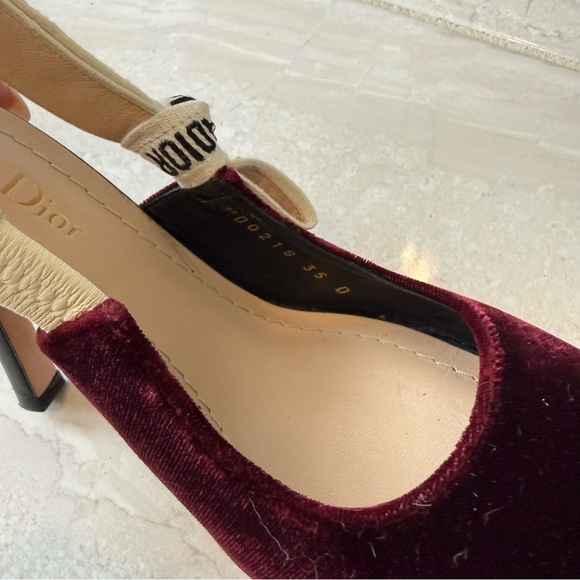 Authentic Dior burgundy velvet 'J'Adior' slingbacks - Picture 6 of 8